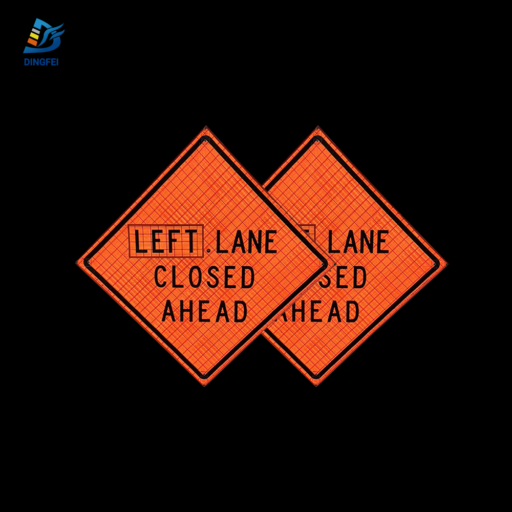36 Inch Reflective Left Lane Closed Ahead Roll Up Traffic Sign - 